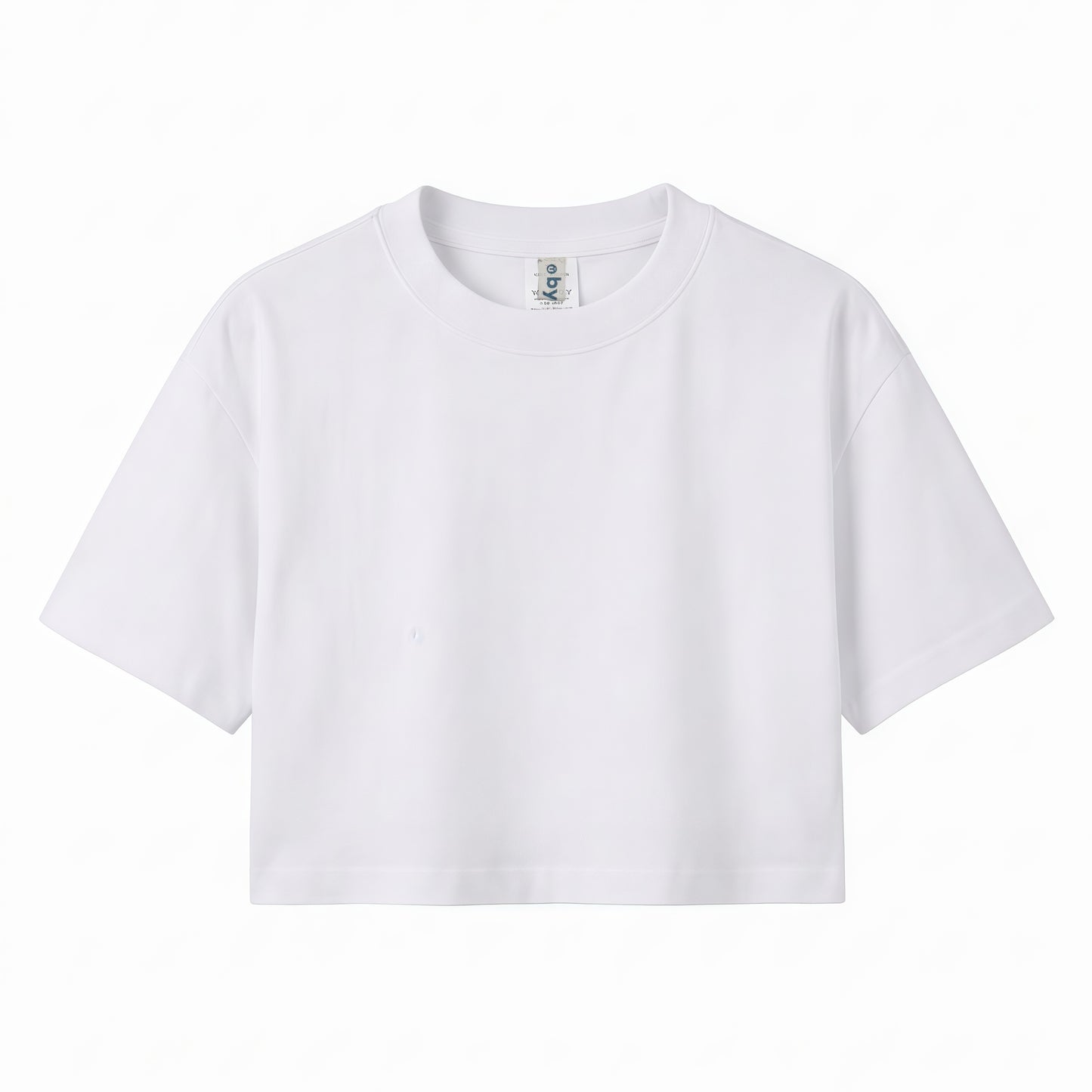 Camiseta boxy cropped con texto algodón