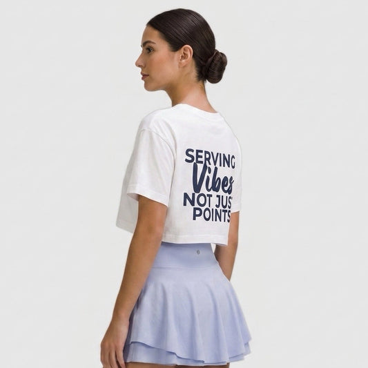 Camiseta boxy cropped con texto algodón