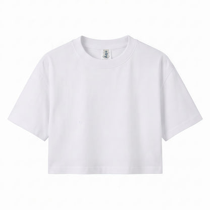 Camiseta boxy cropped con texto algodón