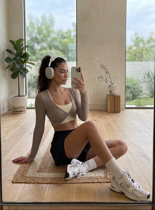 Crop top rib nudo frontal manga larga