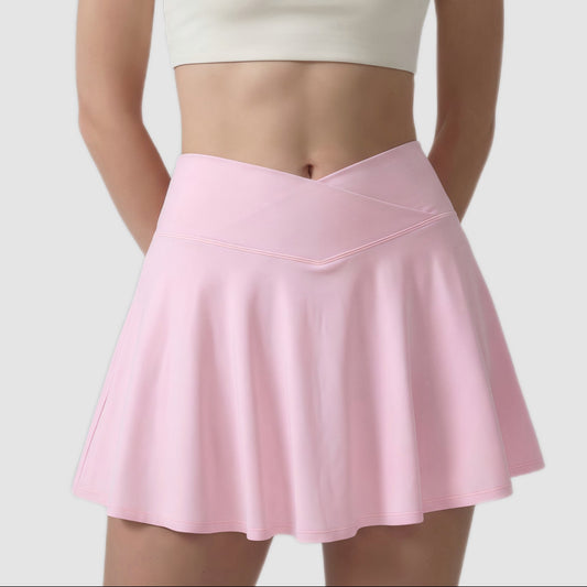 Falda deportiva cintura en v cruzada con bolsillos