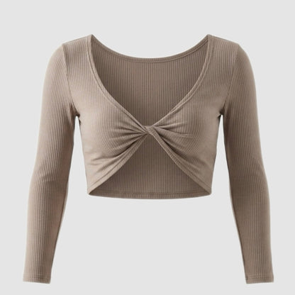 Crop top rib nudo frontal manga larga