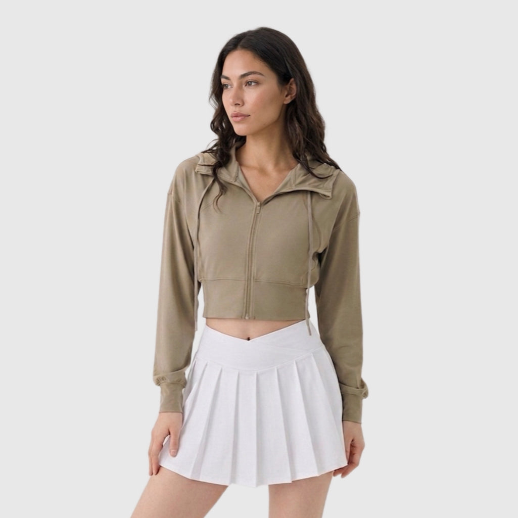 Sudadera cropped con cremallera