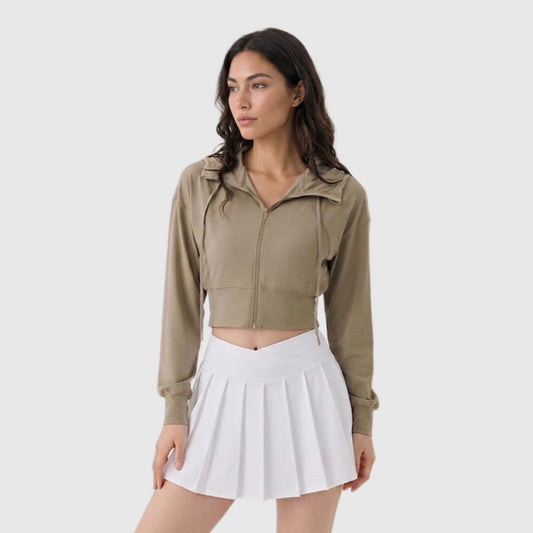 Sudadera cropped con cremallera