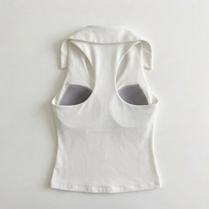 Top estilo polo con cuello escote V