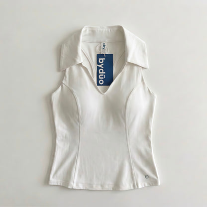 Top estilo polo con cuello escote V