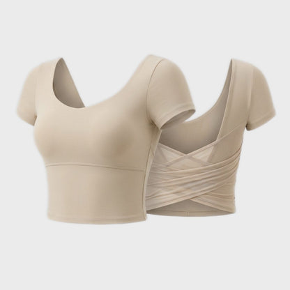 Top deportivo gasa drapeada compressive