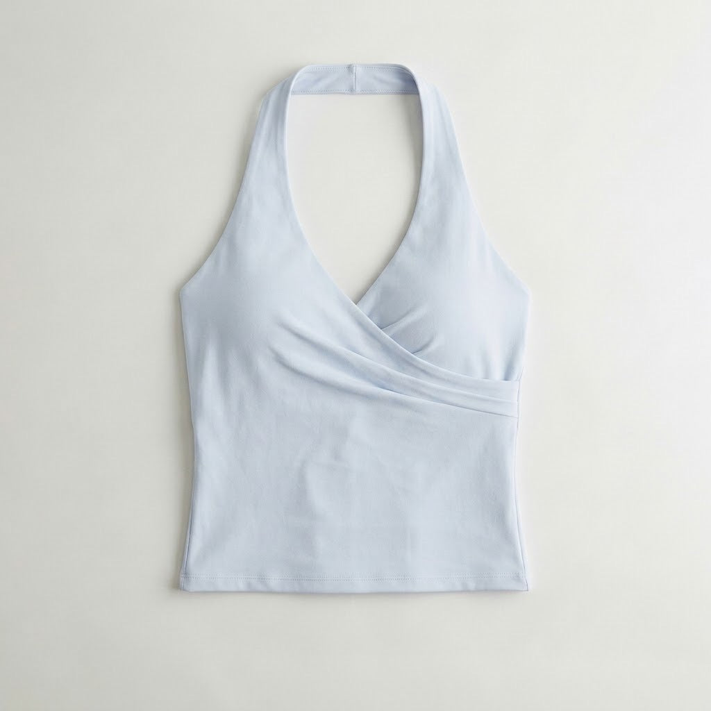 Blue halter neck top