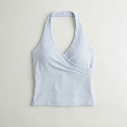 Blue halter neck top
