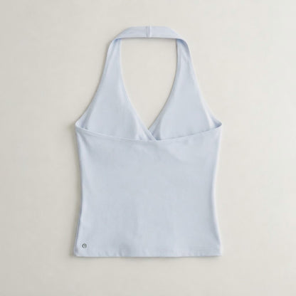 Blue halter neck top