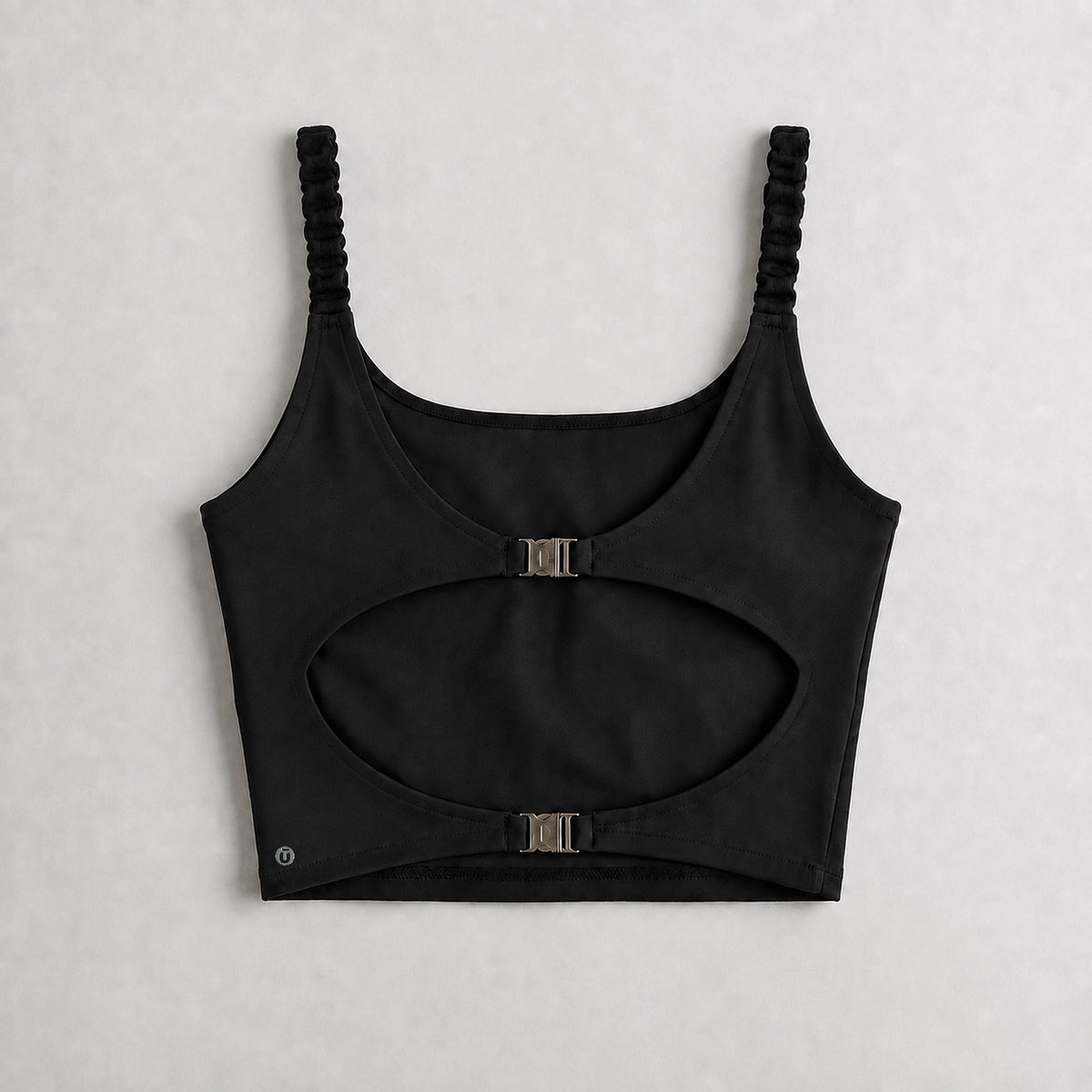 Ruched cami top with open back