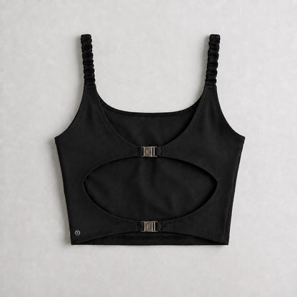 Ruched cami top with open back